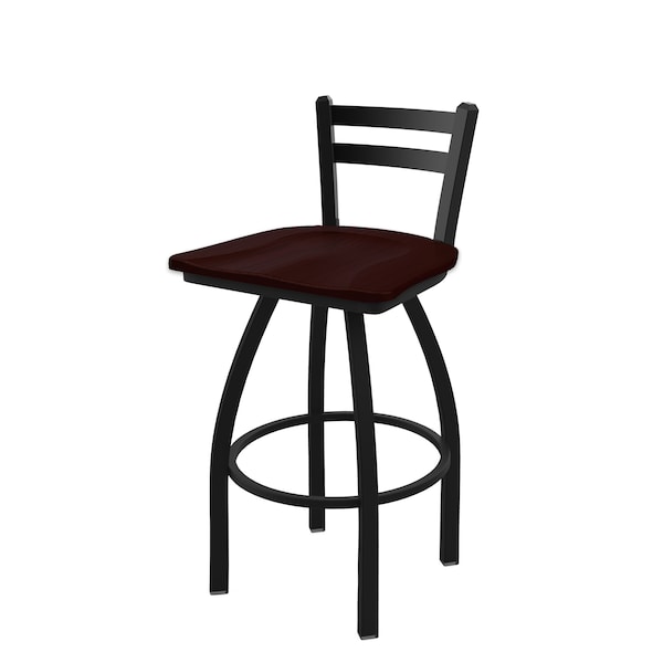 Holland Bar Stool Co 30" Low Back Swivel Bar Stool, Black Wrinkle, Dark Cherry Oak Seat - 41130BWDCOAK