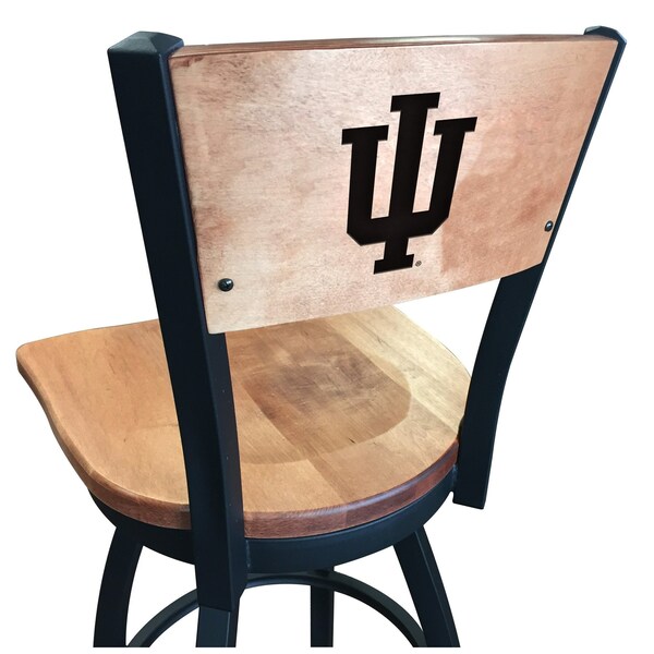 Holland Bar Stool Co 30" Blk Wrinkle Indiana Swivel Bar Stool, Laser Engraved Back - L03830BWMEDMPLAINDNAUMEDMPL