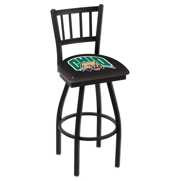 Holland Bar Stool Co 30" Blk Wrinkle Ohio University Swivel Bar Stool, Jailhouse Back - L01830UNIVOH