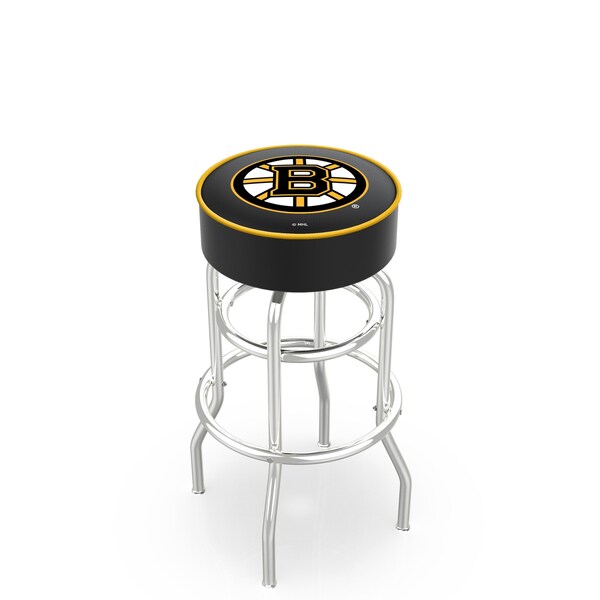 Holland Bar Stool Co 25" Boston Bruins Cushion Seat, 2-Ring Chrome Swivel Bar Stool - L7C125BOSBRU