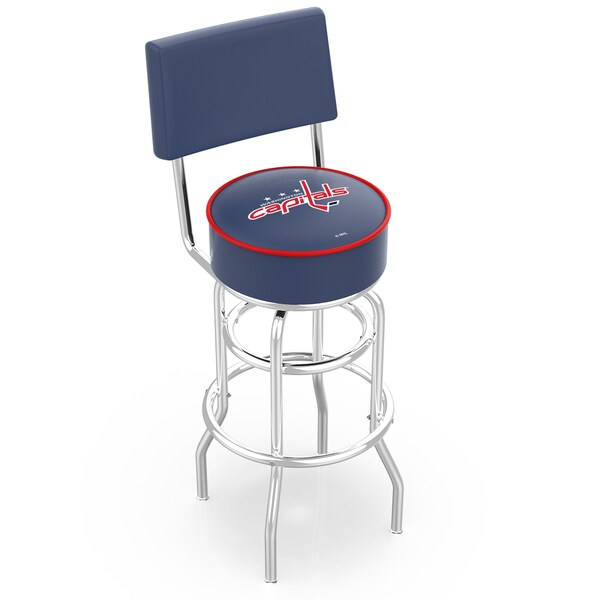 Holland Bar Stool Co 30" Chrome 2-Ring Washington Capitals Swivel Bar Stool, Back - L7C430WSHCAP