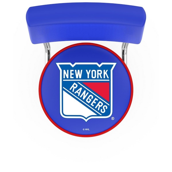 Holland Bar Stool Co 25" Chrome 2-Ring New York Rangers Swivel Bar Stool, Back - L7C425NYRANG
