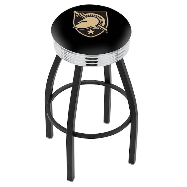 Holland Bar Stool Co 30" Blk Wrinkle US Military Academy ARMY Swivel Bar Stool, Chrome Ring - L8B3C30USMILA
