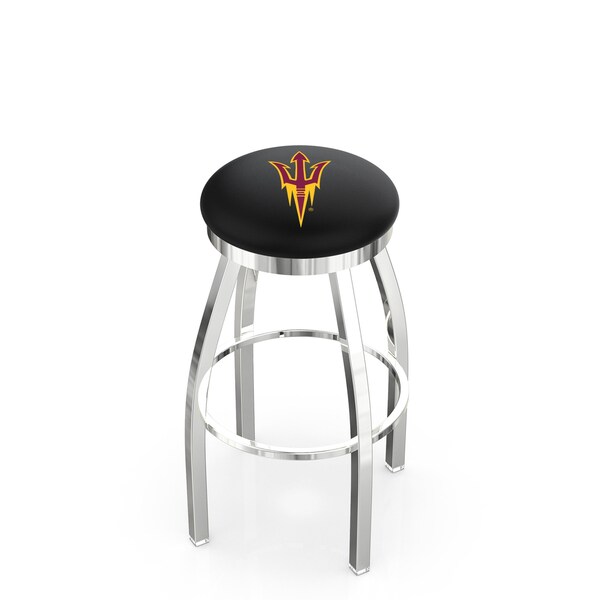 Holland Bar Stool Co 25" Chrome Arizona State Swivel Bar Stool, Accent Ring, Pitchfork - L8C2C25ARIZST-F