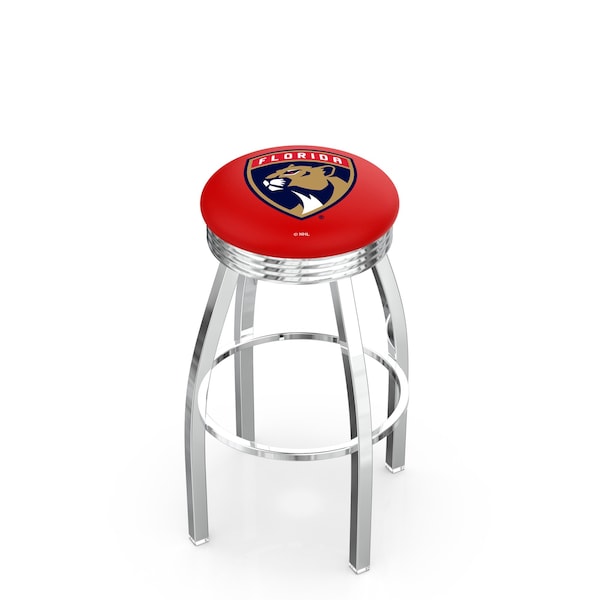 Holland Bar Stool Co 25" Chrome Florida Panthers Swivel Bar Stool, Accent Ring - L8C3C25FLAPAN
