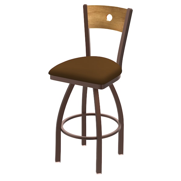 Holland Bar Stool Co 30" Swivel Counter Stool, Black Wrinkle, Med Back, Canter Thatch Seat - 83030BZMEDMPLB001