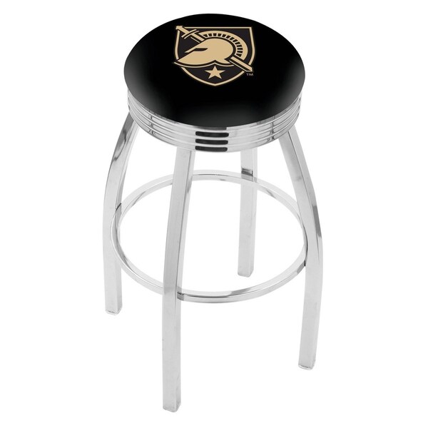 Holland Bar Stool Co 25" Chrome US Military Academy ARMY Swivel Bar Stool, Accent Ring - L8C3C25USMILA