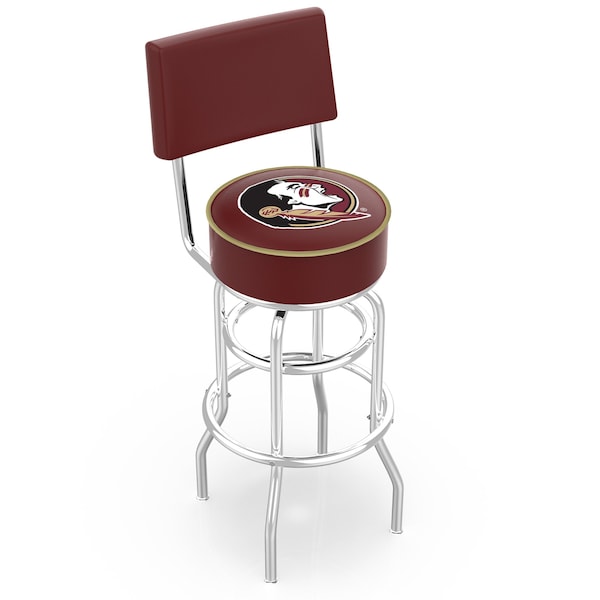 Holland Bar Stool Co 25" Chrome 2-Ring Florida State (Head) Swivel Bar Stool, Back - L7C425FSU-HD
