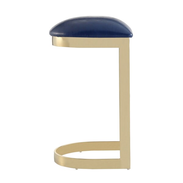 Manhattan Comfort Aura Bar Stool in Blue and Polished Brass - BS006-BL