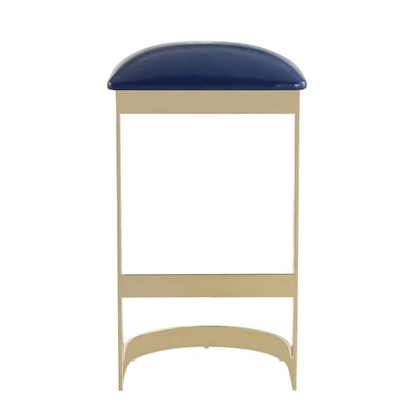 Manhattan Comfort Aura Bar Stool in Blue and Polished Brass - BS006-BL