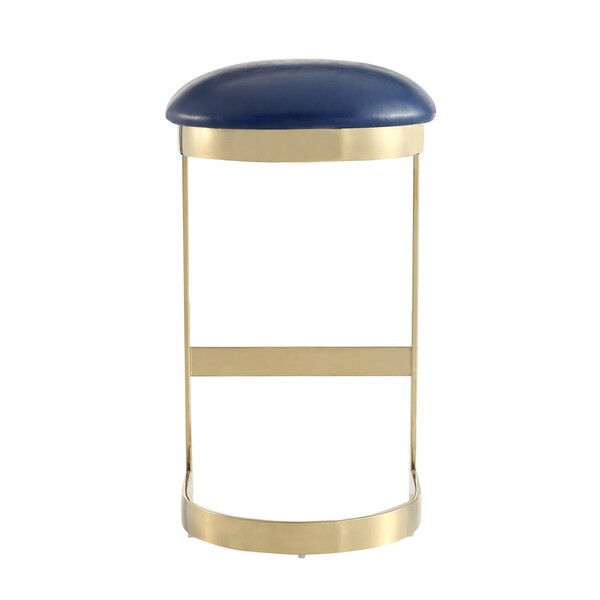 Manhattan Comfort Aura Bar Stool in Blue and Polished Brass - BS006-BL