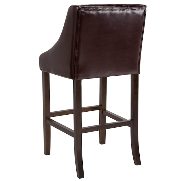 Flash Furniture Brown Leather/Wood Stool, 30", PK2 - 2-CH-182020-T-30-BN-GG