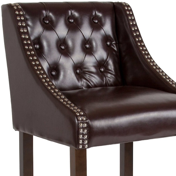 Flash Furniture Brown Leather/Wood Stool, 30", PK2 - 2-CH-182020-T-30-BN-GG