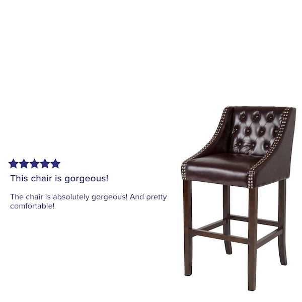 Flash Furniture Brown Leather/Wood Stool, 30", PK2 - 2-CH-182020-T-30-BN-GG
