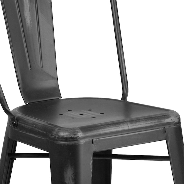 Flash Furniture Distressed Black Metal Stool, PK4 - 4-ET-3534-24-BK-GG