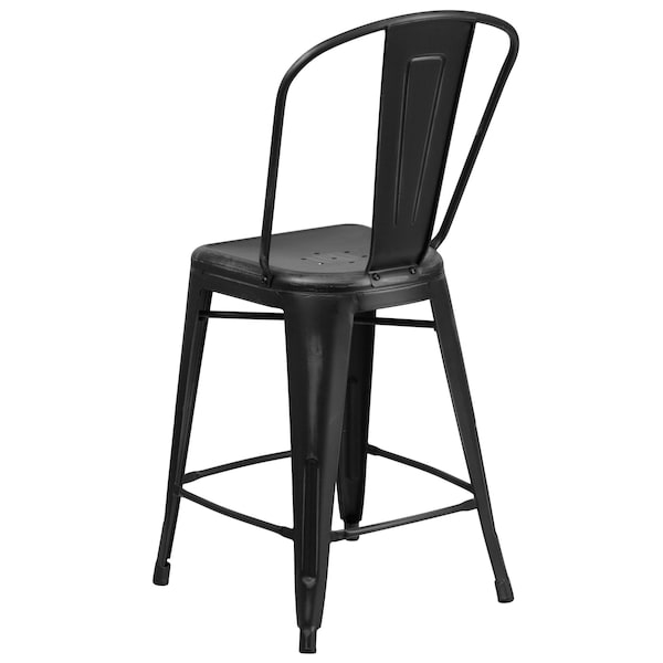 Flash Furniture Distressed Black Metal Stool, PK4 - 4-ET-3534-24-BK-GG