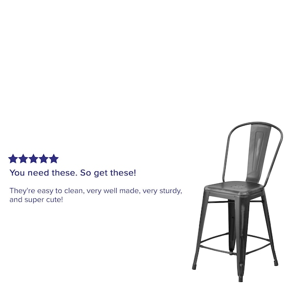 Flash Furniture Distressed Black Metal Stool, PK4 - 4-ET-3534-24-BK-GG