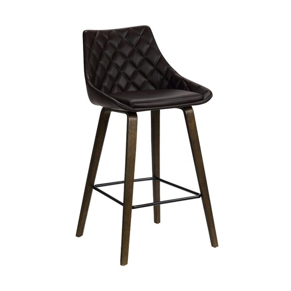 Armen Living Armen Living LCDIBAWGBR26 26 in. Dani Brown Faux Leather Walnut Glazed Finish Swivel Barstool - LCDIBAWGBR26