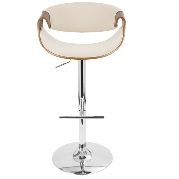 Lumisource Curvo Adjustable Swivel Barstool in Walnut and Cream - BS-CURVO WL+CR