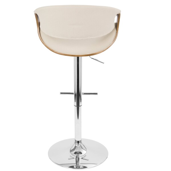 Lumisource Curvo Adjustable Swivel Barstool in Walnut and Cream - BS-CURVO WL+CR