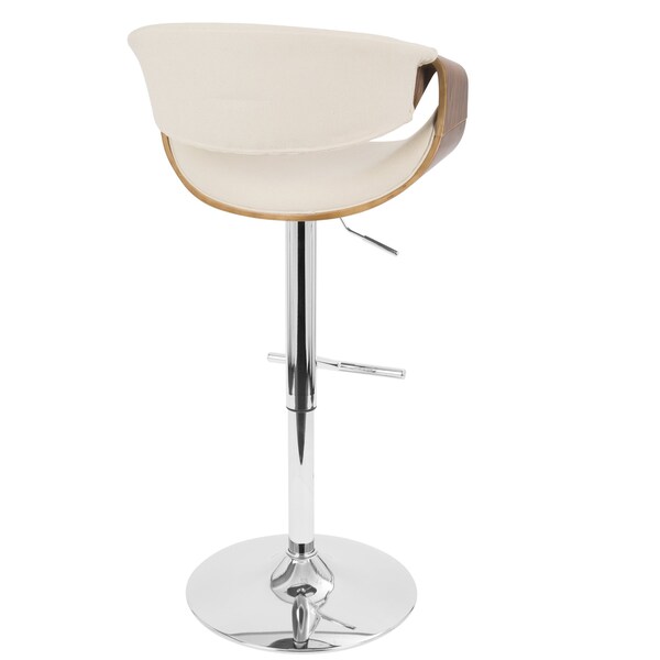Lumisource Curvo Adjustable Swivel Barstool in Walnut and Cream - BS-CURVO WL+CR