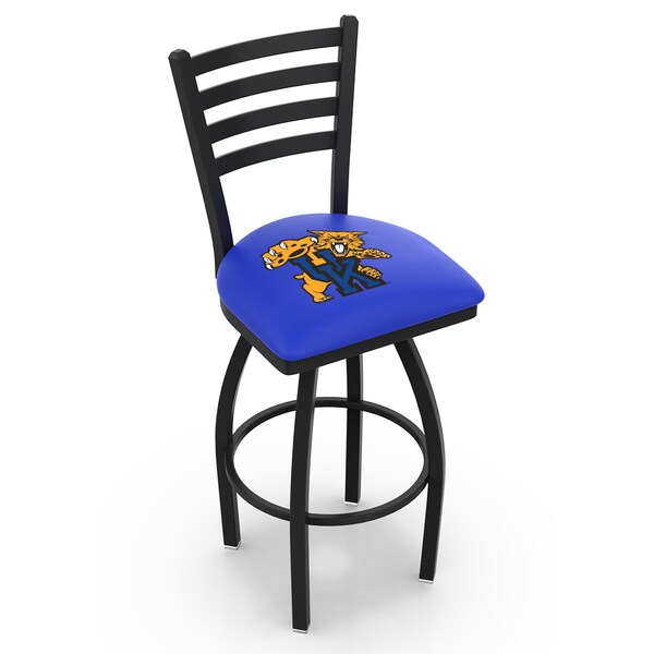 Holland Bar Stool Co 30" Blk Wrinkle Kentucky "Wildcat" Swivel Bar Stool, Ladder Back - L01430UKYCAT