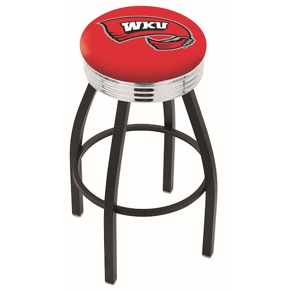 Holland Bar Stool Co 30" Blk Wrinkle Western Kentucky Swivel Bar Stool, Chrome Ring - L8B3C30WESTKY