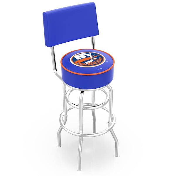 Holland Bar Stool Co 25" Chrome 2-Ring New York Islanders Swivel Bar Stool, Back - L7C425NYISLN