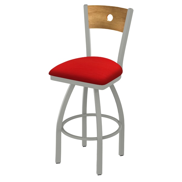 Holland Bar Stool Co 30" Swivel Counter Stool, Nickel Finish, Med Back, Canter Red Seat - 83030ANMEDMPLB011