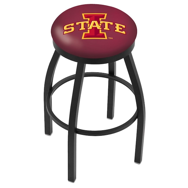 Holland Bar Stool Co 25" Blk Wrinkle Iowa State Swivel Bar Stool, Accent Ring - L8B2B25IOWAST