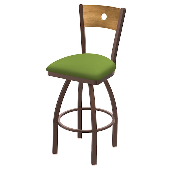Holland Bar Stool Co 30" Swivel Counter Stool, Black Wrinkle, Med Back, Canter Kiwi Green Seat - 83030BZMEDMPLB009