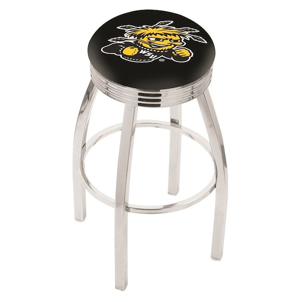 Holland Bar Stool Co 25" Chrome Wichita State Swivel Bar Stool, Accent Ring - L8C3C25WICHST