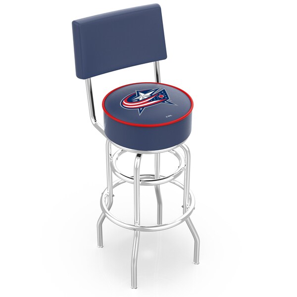 Holland Bar Stool Co 30" Chrome 2-Ring Columbus Blue Jackets Swivel Bar Stool, Back - L7C430COLBLU