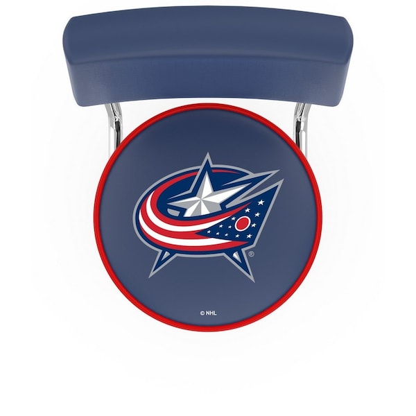 Holland Bar Stool Co 30" Chrome 2-Ring Columbus Blue Jackets Swivel Bar Stool, Back - L7C430COLBLU