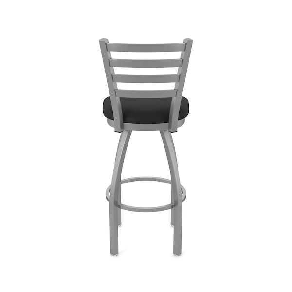 Holland Bar Stool Co OD410 Jackie Stainless Steel 36 Swivel Outdoor Bar Stool with Breeze Black Seat - OD41036SSOD004