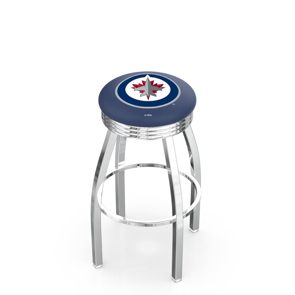 Holland Bar Stool Co 30" Chrome Winnipeg Jets Swivel Bar Stool, Accent Ring - L8C3C30WINJET