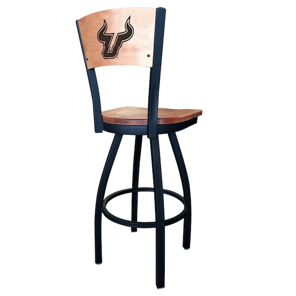 Holland Bar Stool Co 30" Blk Wrinkle South Florida Swivel Bar Stool, Laser Engraved Back - L03830BWMEDMPLASOUFLAMEDMPL