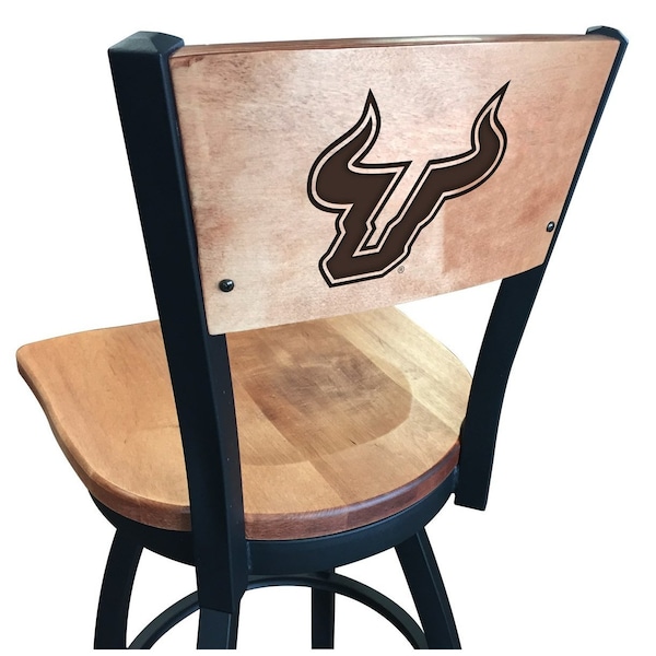 Holland Bar Stool Co 30" Blk Wrinkle South Florida Swivel Bar Stool, Laser Engraved Back - L03830BWMEDMPLASOUFLAMEDMPL
