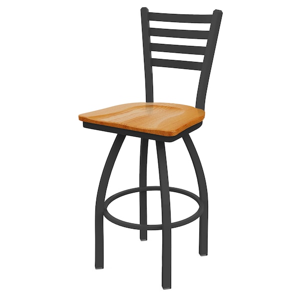 Holland Bar Stool Co 30" Swivel Bar Stool, Pewter Finish, Med Oak Seat - 41030PWMEDOAK
