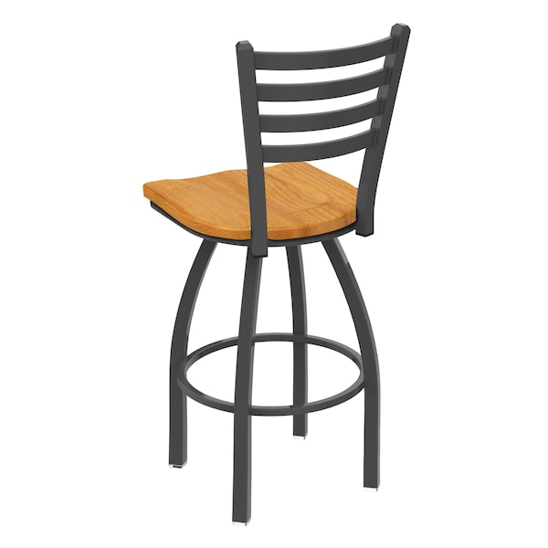 Holland Bar Stool Co 30" Swivel Bar Stool, Pewter Finish, Med Oak Seat - 41030PWMEDOAK