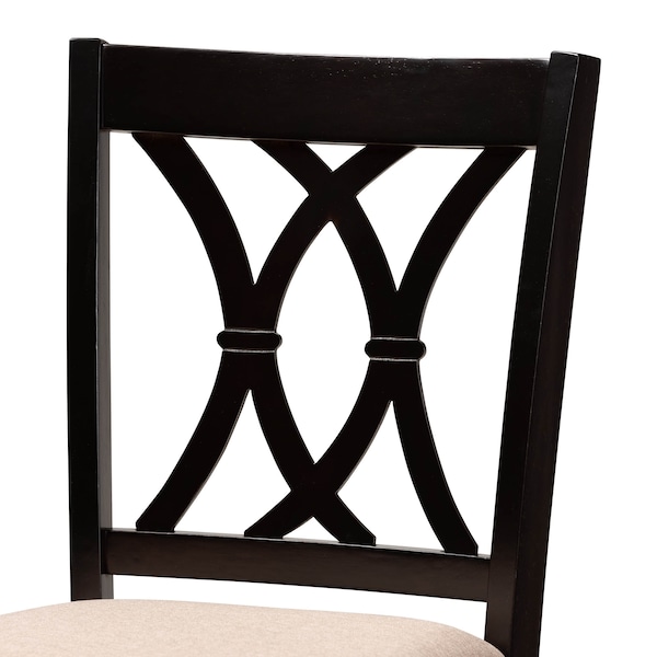 Baxton Studio Calista Sand Upholstered and Espresso Wood 2-Piece Bar Stool Set - 167-10853