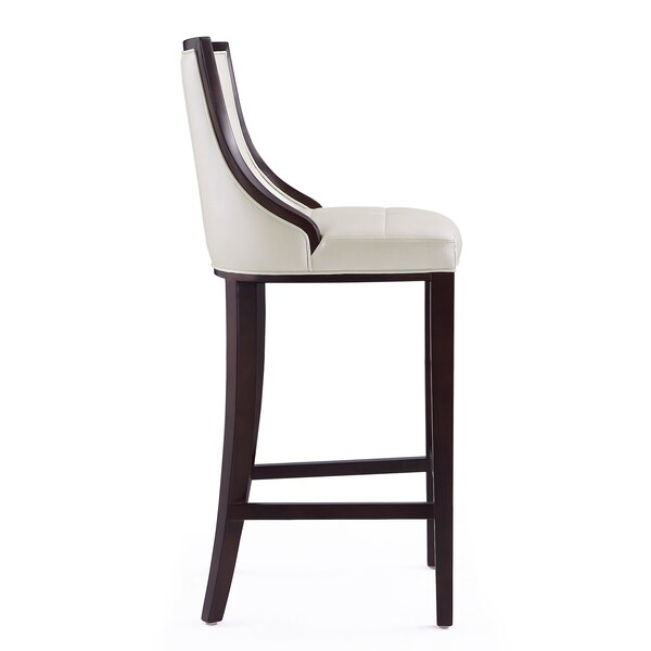 Manhattan Comfort Fifth Avenue Bar Stool in Pearl White and Walnut - BS007-PW