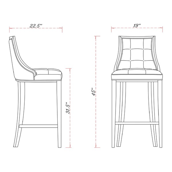 Manhattan Comfort Fifth Avenue Bar Stool in Pearl White and Walnut - BS007-PW