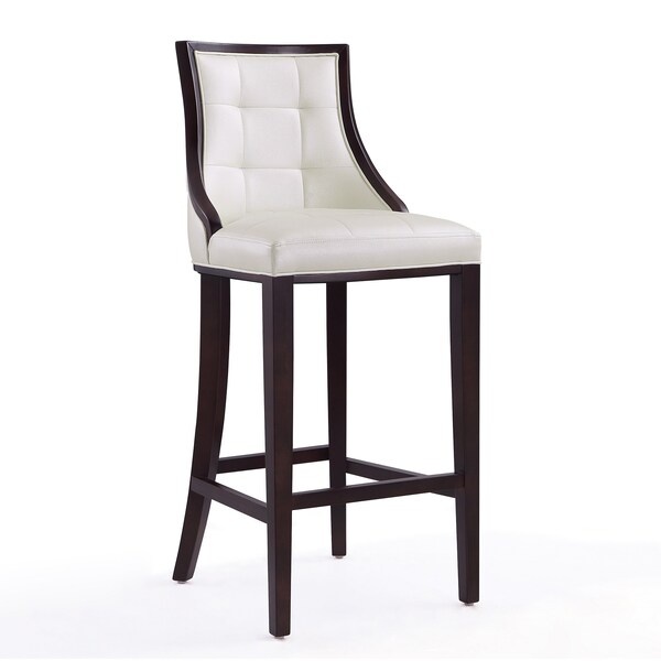 Manhattan Comfort Fifth Avenue Bar Stool in Pearl White and Walnut - BS007-PW