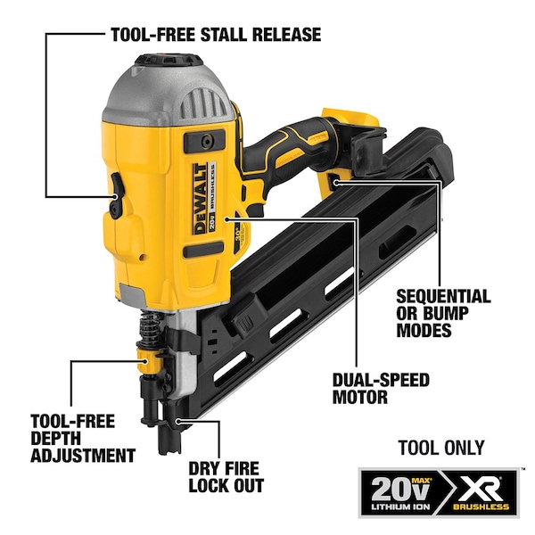 Dewalt 20V MAX* Cordless 30 degree Paper Collated Framing Nailer - DCN692B