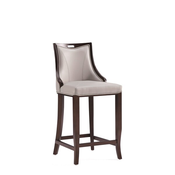 Manhattan Comfort Emperor Faux Leather Barstool in Light Grey - Set of 2 - 2-BS008-LG