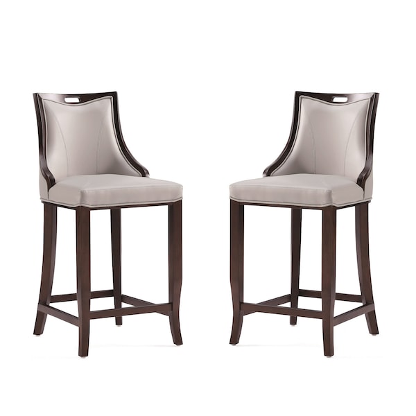 Manhattan Comfort Emperor Faux Leather Barstool in Light Grey - Set of 2 - 2-BS008-LG