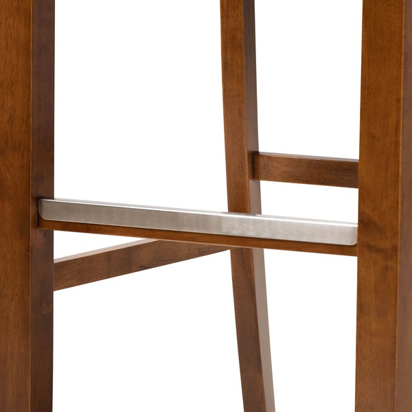 Baxton Studio Jason Grey Upholstered and Walnut Wood 2-Piece Bar Stool Set - 167-10852