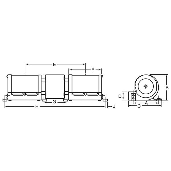 Dayton Rectangular OEM Blower, 3200 RPM, 1 Phase, Direct Drive, Steel - 1TDU7