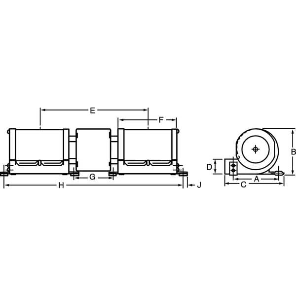 Dayton Rectangular OEM Blower, 3200 RPM, 1 Phase, Direct Drive, Steel - 1TDU7